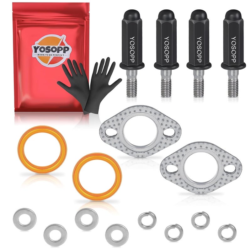 YOSOPP GY6 Exhaust Bolt Nuts Gasket for 50cc 70cc 90cc 110cc 125cc 150cc Scooters ATVs GMB139 Engine Moped Quad 4 Wheeler Dune Buggy Go Karts Taotao Sunl Coolster Jonway Roketa Sandrail (Black) 2 Sets - Image 1